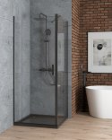 Verdal Oltens Verdal kabina prysznicowa 90x100 cm prostokątna drzwi ze ścianką czarny mat/szkło przezroczyste 20208300